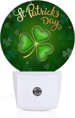 Axayaz Lámpara LED de trébol para el día de San Patricio, luz nocturna, color verde, hoja de la suerte, luces redondas de ahorro de energía para
