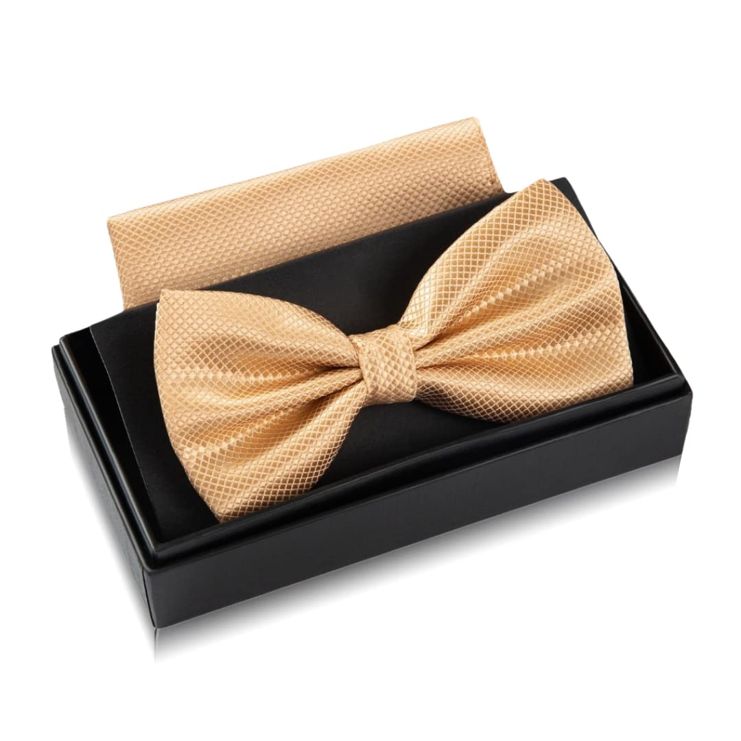 Massi Morino Pajarita con pañuelo de bolsillo para hombre set - Pajarita de traje para hombre para boda - Pajarita ajustable