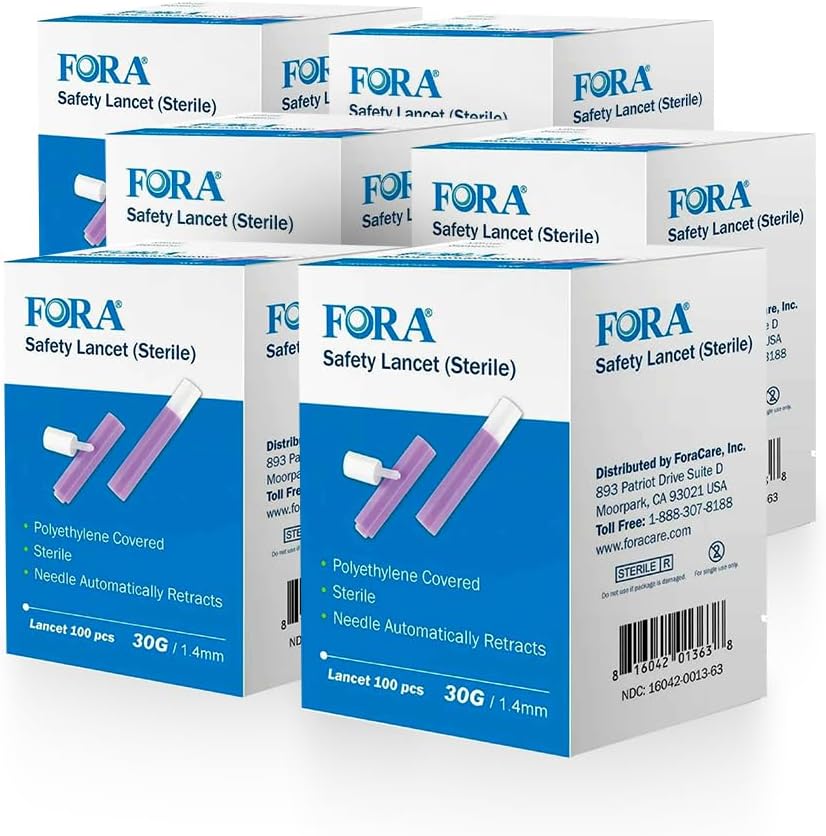 FORA Sterile Safety Lancet (5086), 1.4mm Depth, 30 Gauge, 100 Count, Lancing Device Not Required (6)