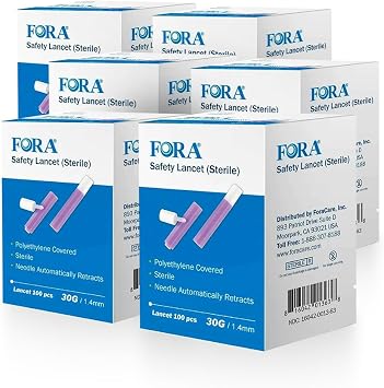 FORA Sterile Safety Lancet 5086, 1.4mm Depth, 30 Gauge, 100 Count, Lancing Device Not Required 6