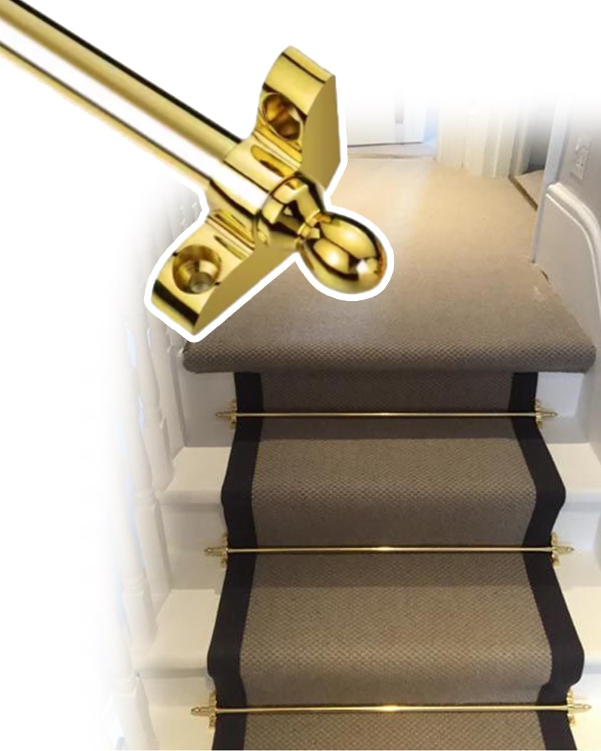 CGCSYZ Stair Carpet Rod, Brass Stair Carpet Rod, Fixed Library, Hallway, Stair Tube, Easy To Install (1pc 60cm/24in/2ft)
