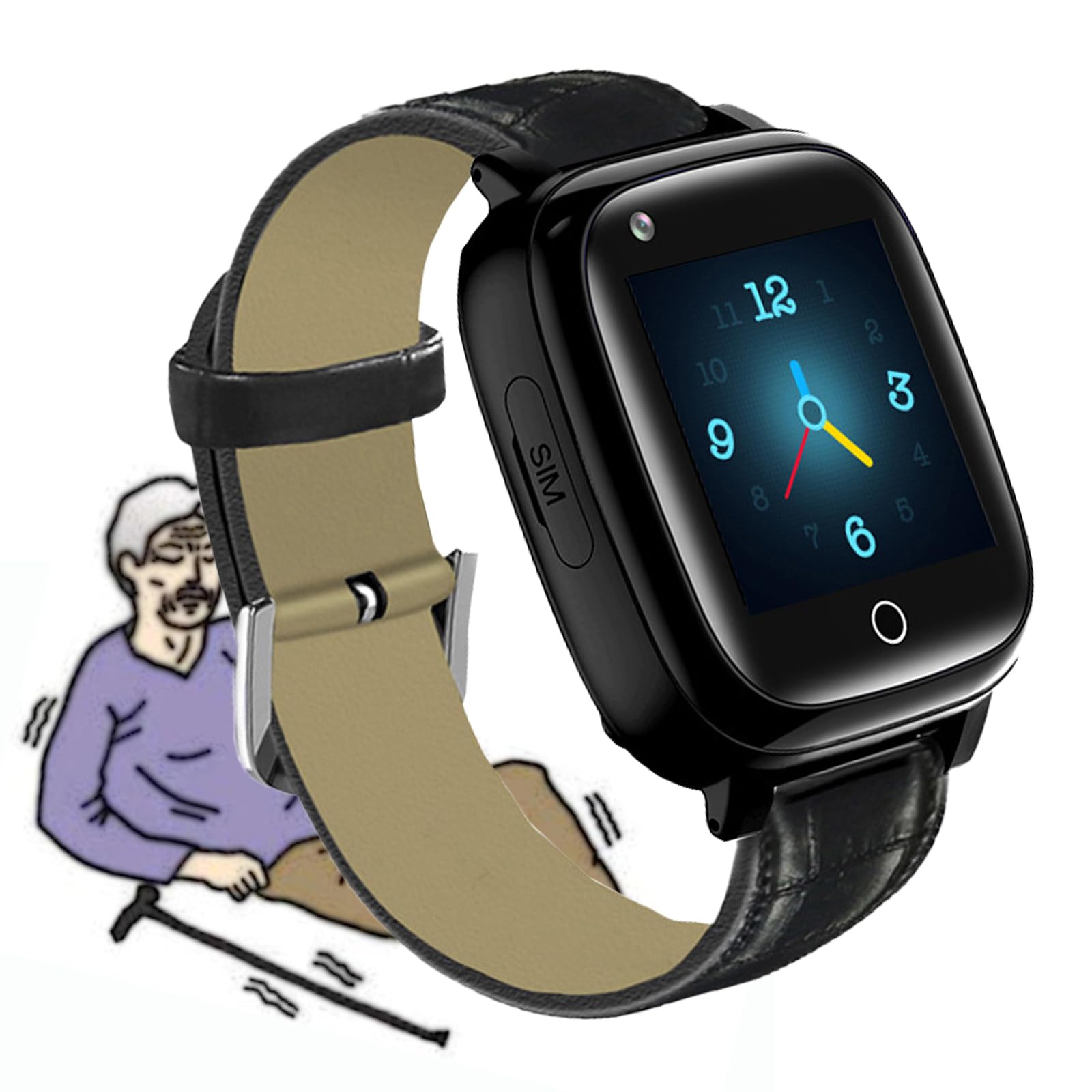Genérico Anciano GPS Reloj Inteligente Pulsera de Seguimiento 4G SOS Pulsera Smartwatch Videollamada Reloj de Pulsera Telefónica IP67 Impermeable para Demencia Alzheimer