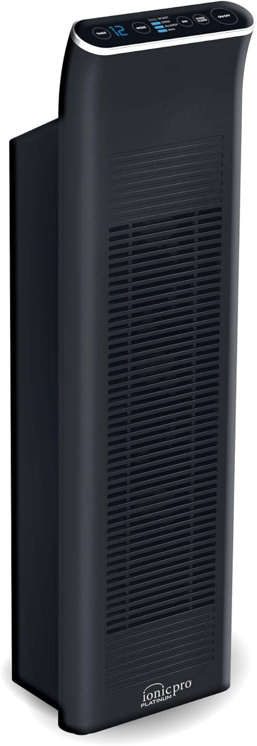 Ionic Pro Platinum (TA750) Air Purifier Tower, Never Replace Filters, Quiet Negative Ion Technology, Cleans Rooms Up to 800 sq ft