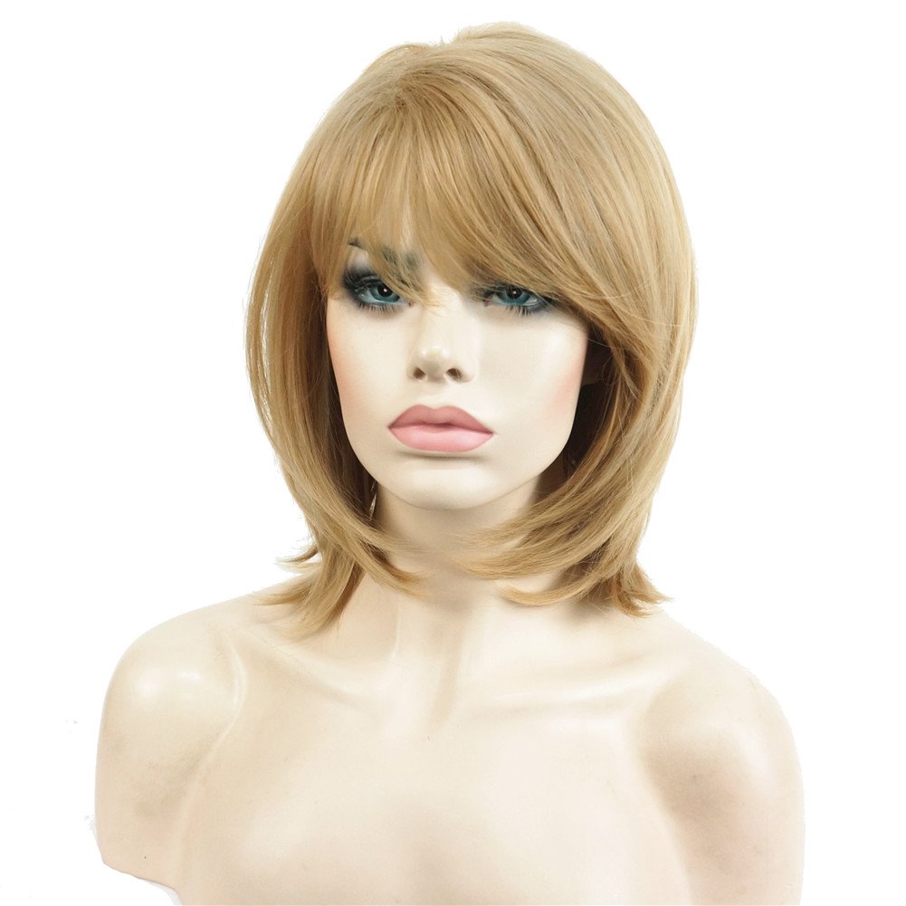 Aimole Short Natural Straight Golden Blonde Wig Heat Resistant Synthetic Wigs Women's Hair