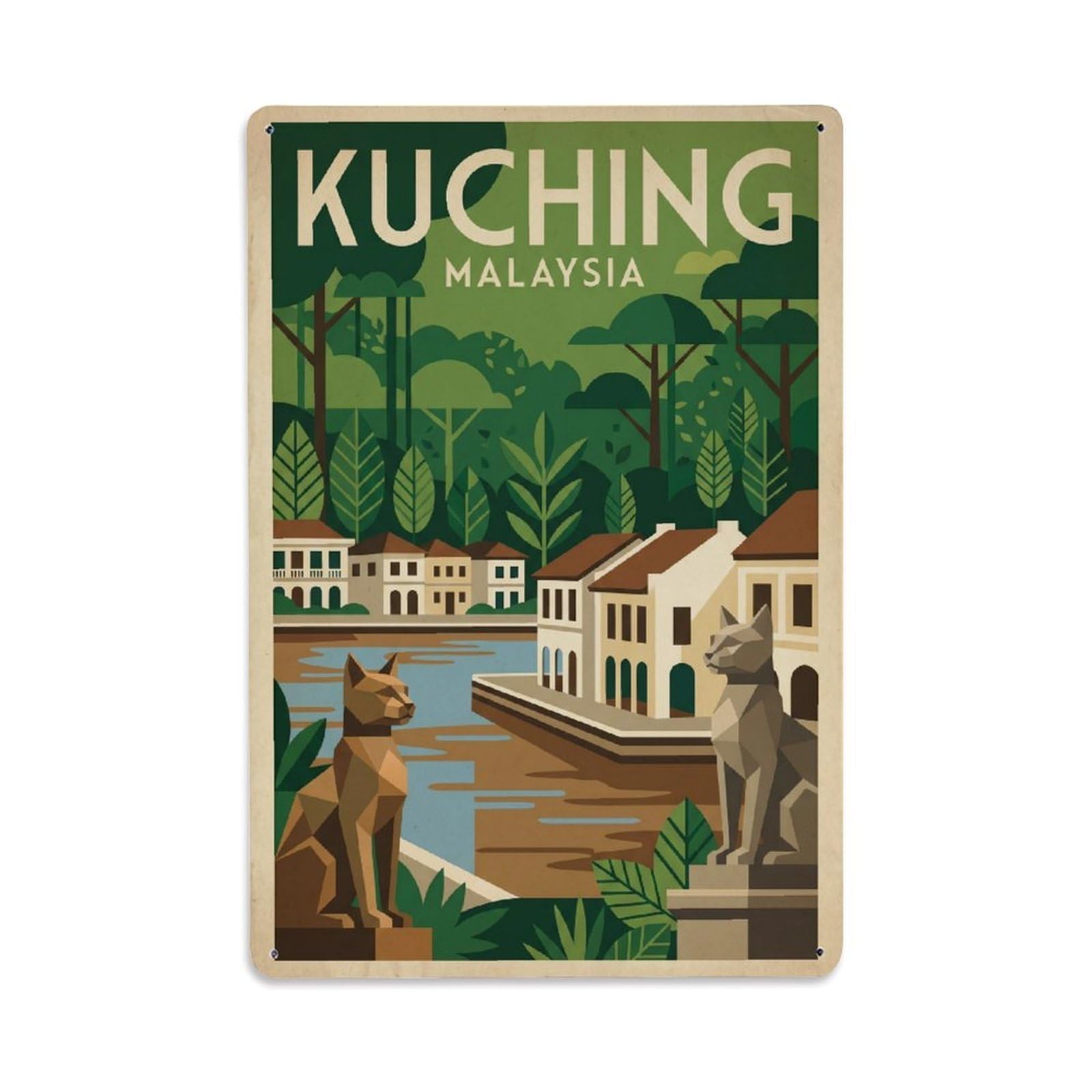 Fqcyn Style Metal Tin Sign Travel Malaysia Kuching Retro