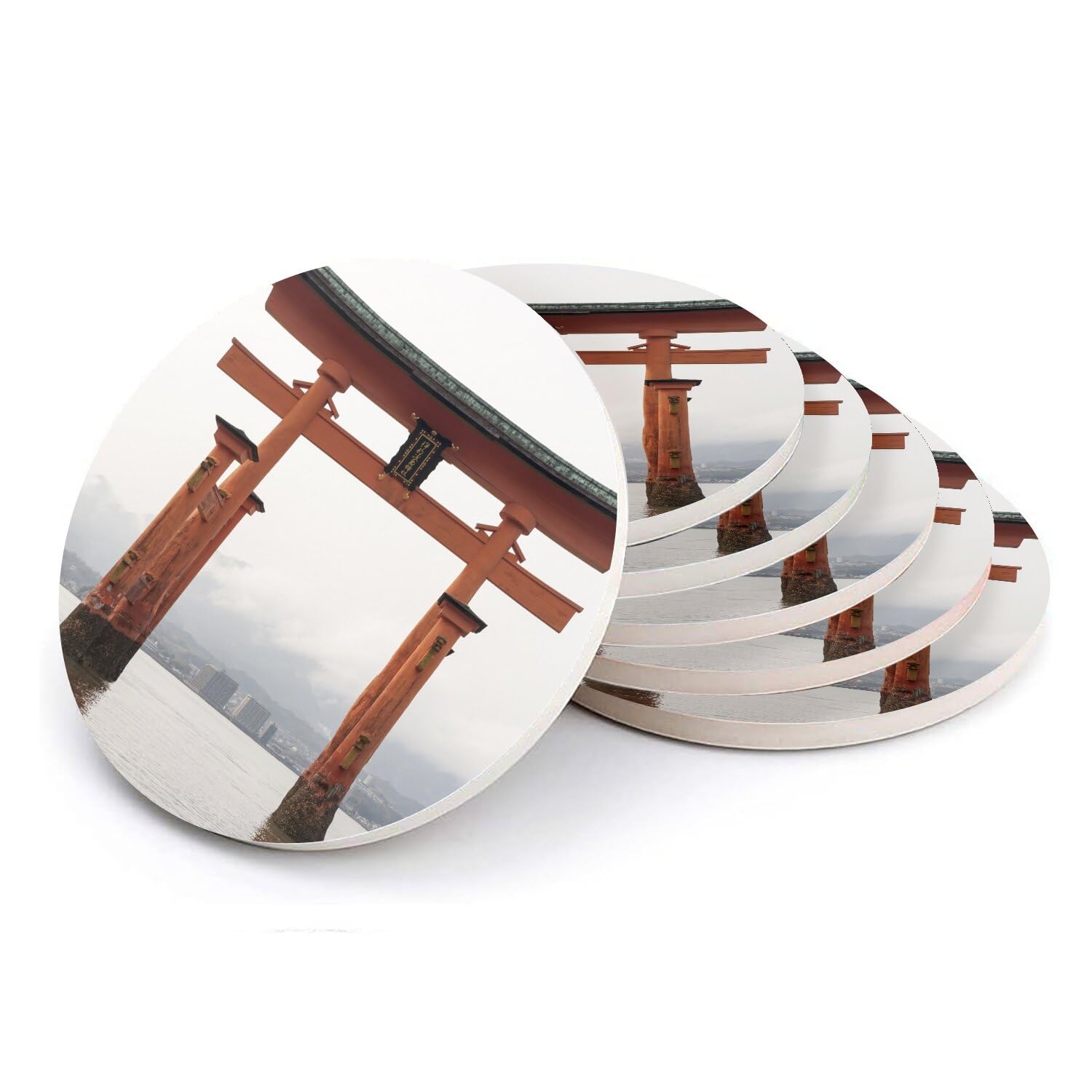 Sous-verre ronds en céramique Torii d'Itsukushima Japon, dessous de verre absorbants 108mm