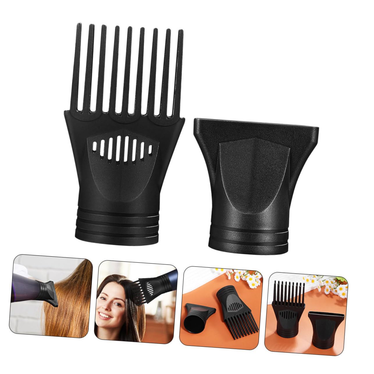 VALICLUD 5 Sätze Haartrocknerzubehör Haartrockner mit Diffusor lockig Fön Tipp Universal- Haartrocknerdüse Fonds haarföhn Düse für Haartrockner Austausch der Trocknerdüse Nylon Schwarz