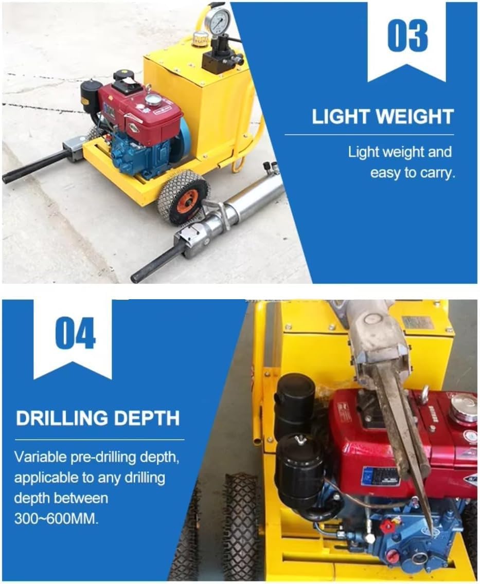 Hydraulic Rock Splitter, Powerful Stone Breaking Machine for Quarrying, Mining, and Demolition