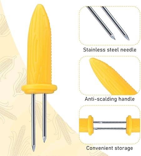 Miniatura 7 de Juego de 30 soportes y platos para mazorcas de maíz, soportes para mazorcas de maíz y kits de esparcidor de mantequilla, incluye 20 soportes para