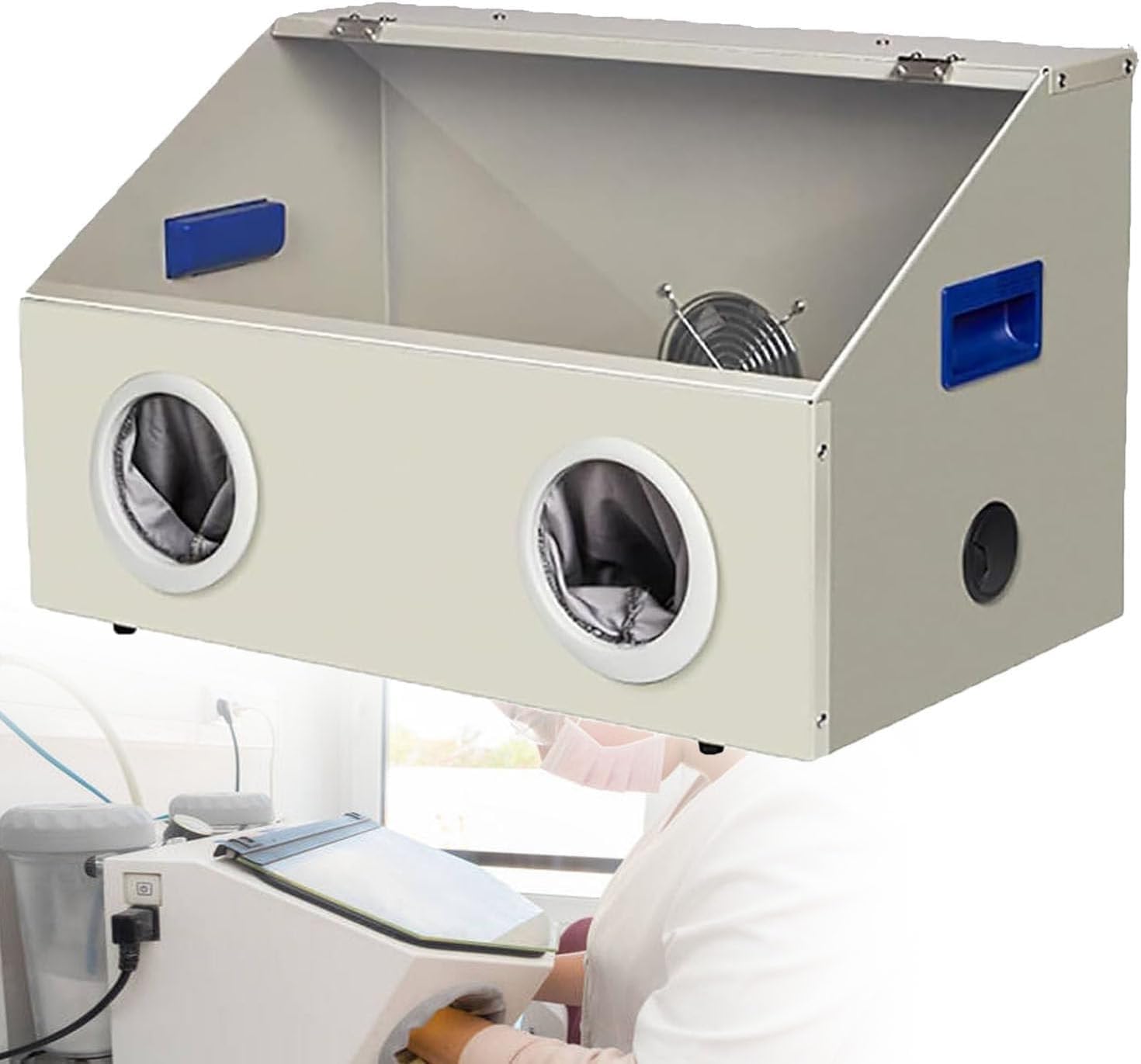 Lab Sandblaster Dust Collector, Dental Polishing And Grinding Box, With Led Light, Dust Bag, 2800 Rpm Powerful Fan, For Grinding/Engraving/Polishing