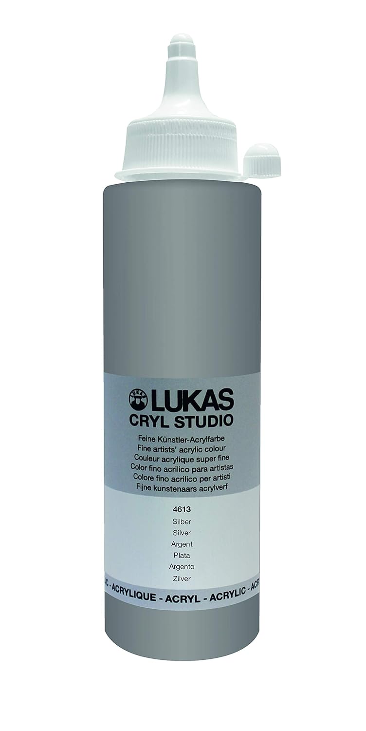 LUKAS CRYL Studio Artists Paint High Pigment Concentration Paint - 250 ml Bottle - Silver