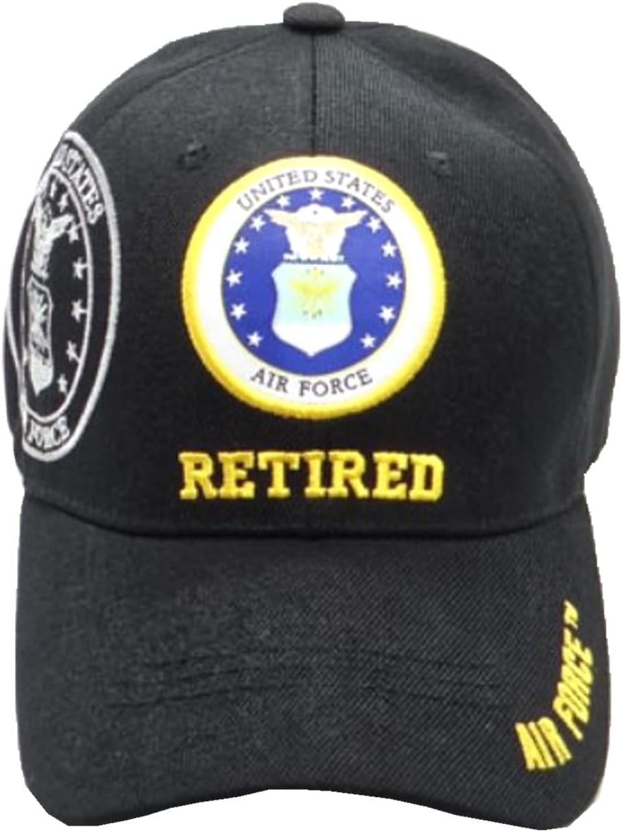 Air Force Emblem Retired Shadow on Side Bill Baseball Cap