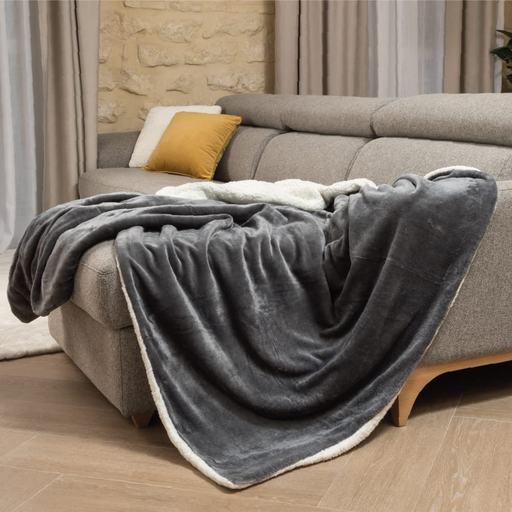 Don Descanso Überwurf Winter | Microfaser Wendbar 200x220 Cm Marineblau