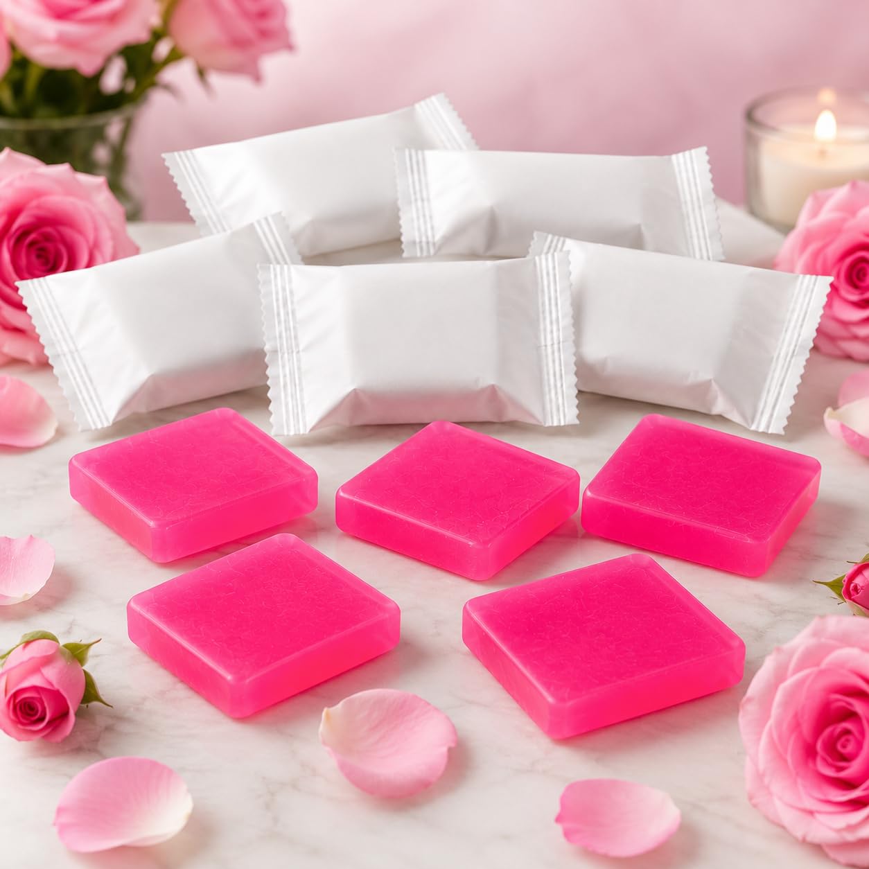 Natural Rose Fragrance Glycerine Soap Bars (Pack of 200) 15g Each | Individually Wrapped for Hygiene, Ideal for Hotels, Travel, Gym & Spa Amenities Bulk Pack-image-8