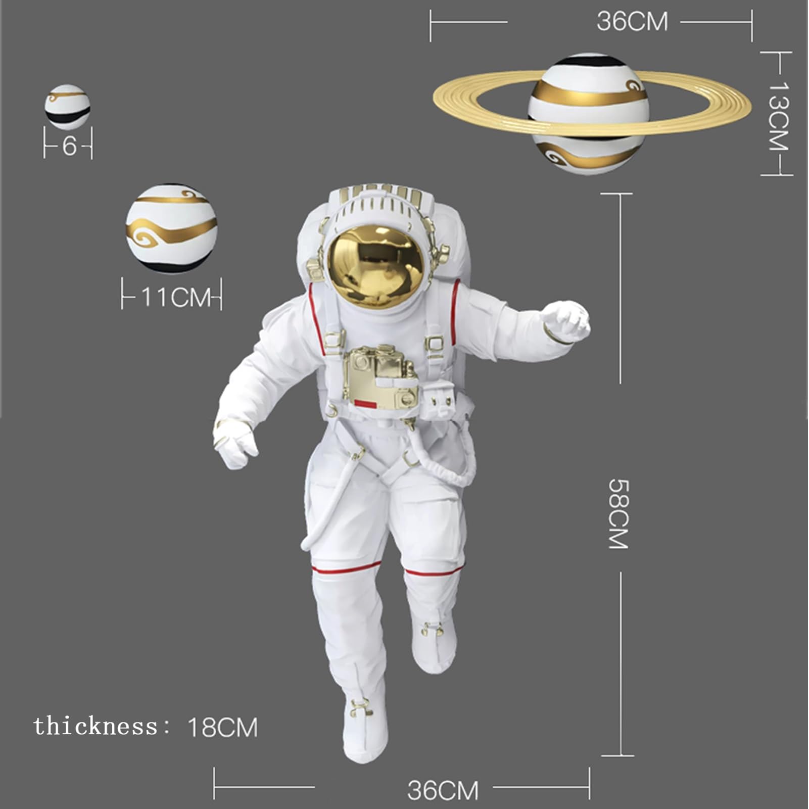Decoración Pared - Escultura De Pared De Astronauta 3D, Colgante De Decoración De Pared De Fondo De TV Para Sala De Estar, Figura Colgante De Pared De Astronauta De Alta Gama Escultura(Walking on the