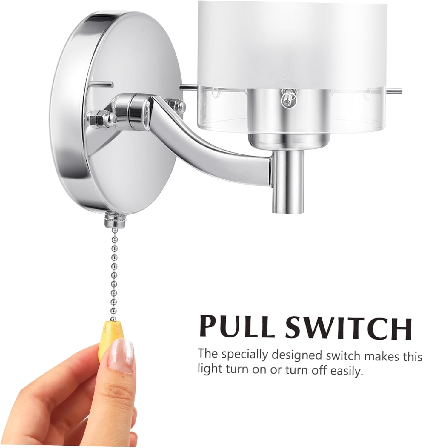 OSALADI Glass Wall Lamps: Lights Fixture with Pull Chain Switch, Bedroom Vanity Light, Wall Lights for Hallway,Tearoom, Bathroom (E27)
