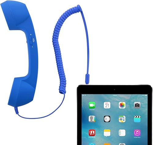 Miniatura 5 de CM Vintage Retro Teléfono Teléfono Celular Receptor Micrófono MIC para Teléfono Celular Smartphone, Enchufe de 0.138 in (azul)