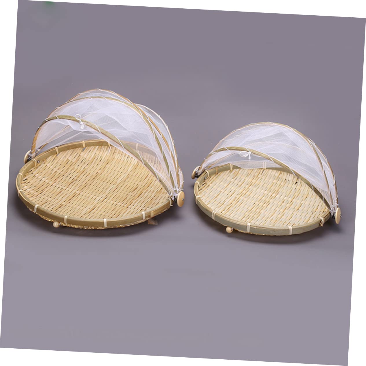 Alipis 1Pc Hand Woven Basket with Gauze Cover S Fruit and Vegetable Holder for Home and Picnic Use and Stylish Bread Storage