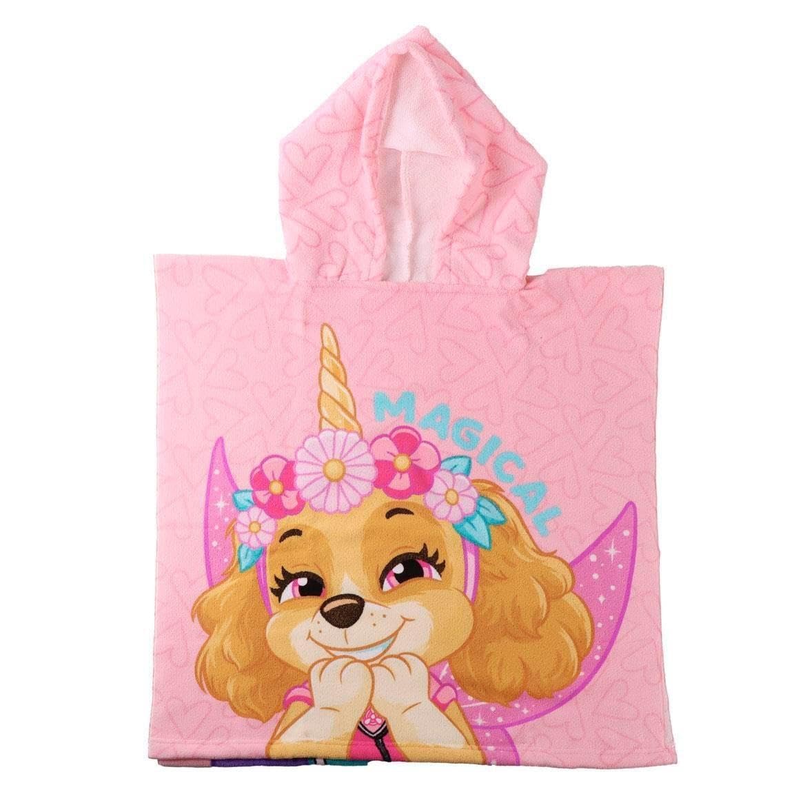 Pre School Unisex Kids Pink Polyester Microfiber Poncho Paw Patrol | Acotis - Textile