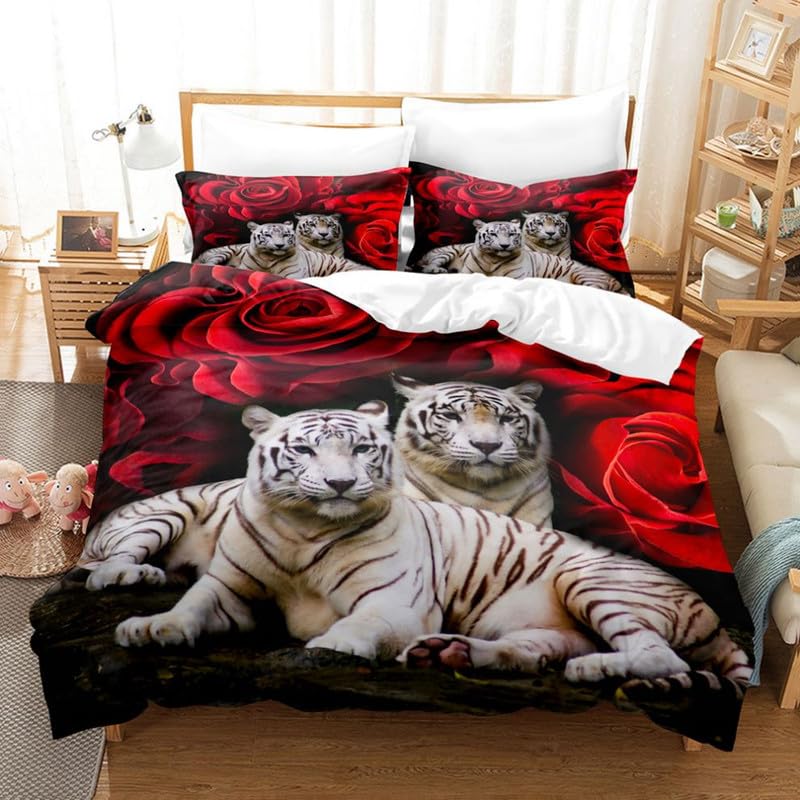 Housse de couette 90x190 lion anti-plis et facile à laver pour lit enfant