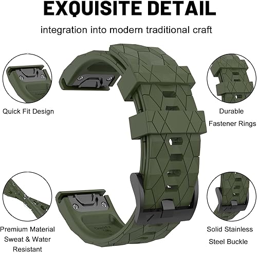 Miniatura 3 de MYSNBKN Compatible con Garmin Fenix 7X Band 1.024 in de ancho, correas de reloj suaves de repuesto para Fenix 7XFenix 6XFenix 6X ProFenix 5XFenix 5X
