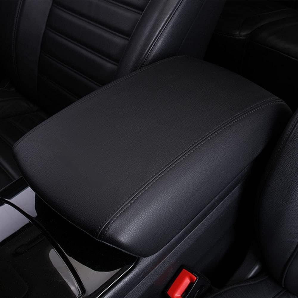 XITER Car Armrest Cover Saver, 1 Pc Center Console Leather Pad Fit for Edge 2015-2024, Central Console Armrest Box Protector Interior Accessories (Black Stitches)
