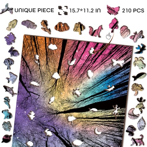 Hard Impossible Wooden Puzzles for Adults 210 Piece, Challenging Difficult Wood Puzzles for Adults, Colorful Gradient Puzzle for Adult - image 2