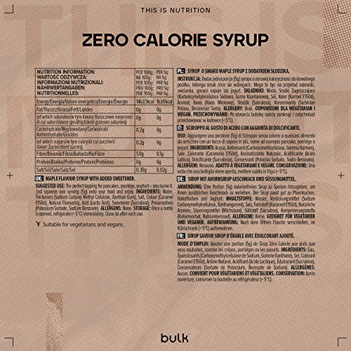 Bulk Powders Zero Calorie Syrups Maple Low Calorie
