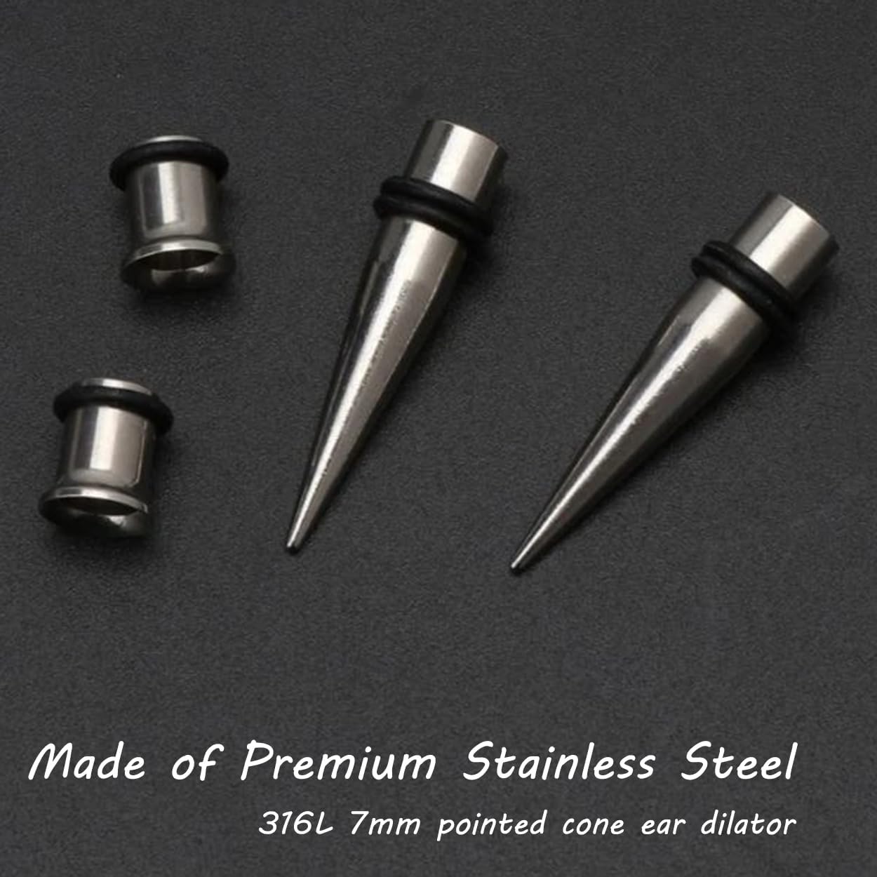 Ear Stretching Kit Steel 1G - 7mm 2 Tapers 2 Tunnels Ear Stretchers Earring Gauge Single Flare Plugs Body Piercing Jewelry for Women Men 4pcs