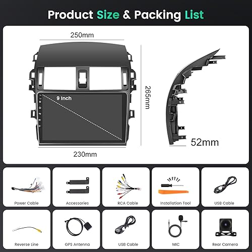 Miniatura 7 de 5G WiFi [8-Core 4+64G] Hikity Android 15 Estéreo de coche para Toyota Corolla 2009-2013 Radio, 9 pulgadas con pantalla táctil inalámbrica Carplay