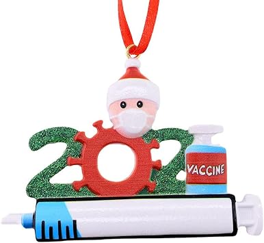 Personalised Christmas Ornaments, 2021 We Have the Vaccine Snowman Hanging Pendant Decorations, DIY Family Members Name Christmas Tree Pendant