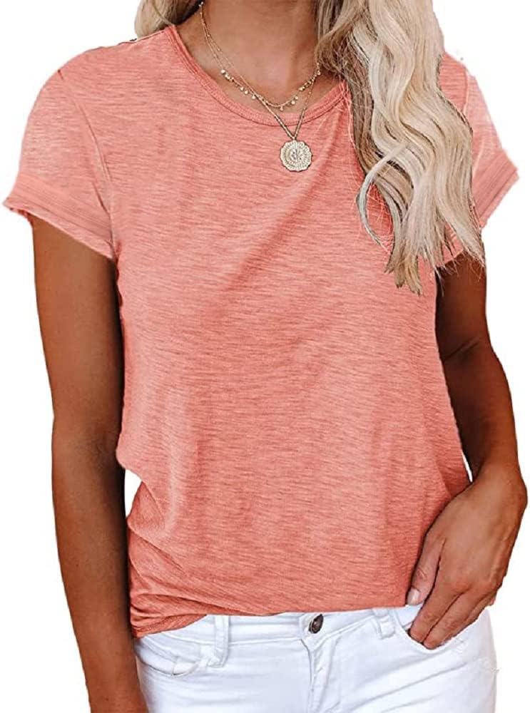 Cicy Bell T-Shirt Damen Kurzarmhemden für Damen Oberteile Rundhals Casual Locker Lässig Sommer Baumwolle T-Shirts