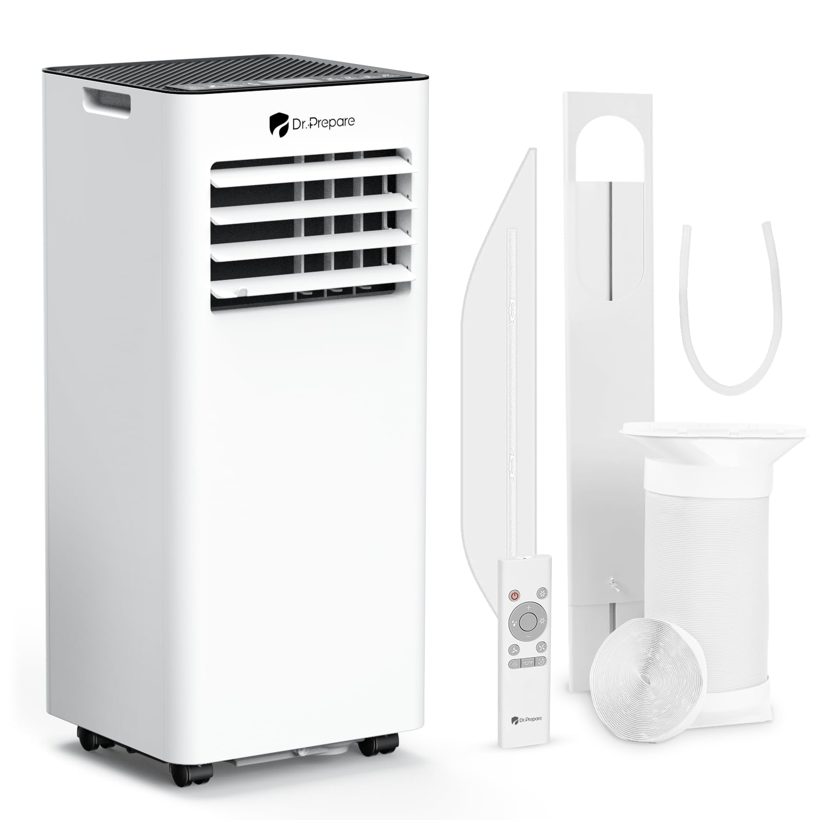 Dr.Prepare Mobiles Klimagerät 7000 BTU 4 in1 mit Fernsteuerung Kühlen Ventilieren Entfeuchten Automatische Abtauung, Mobile Klimaanlage mit Abluftschlauch