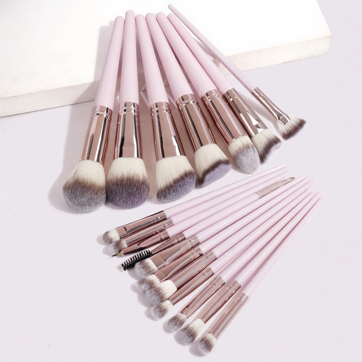 Makeup Brushes, 18 Pcs Professional Premium Synthetic Makeup Brush Set with Case, Foundation Kabuki Eye Travel Make up Brushes sets (Pink Gold)