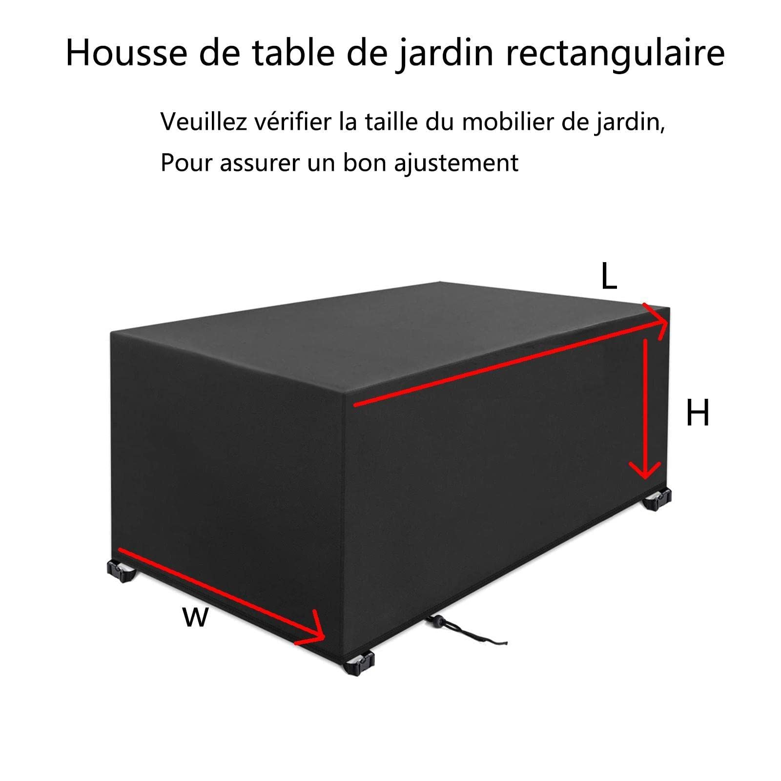 Housse Salon de Jardin Exterieur 213x103x74 Différentes Tailles 420D Oxford Résistant À La Déchirure pour Anti-UV Rectangulaire Housse de Meubles avec Boucle de Verrouillage Noir