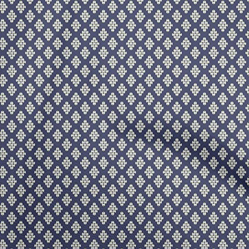 oneOone Rayon Blue Fabric Geometric Quilting Supplies Print Sewing Fabric By The Yard 56 Inch Wide-506