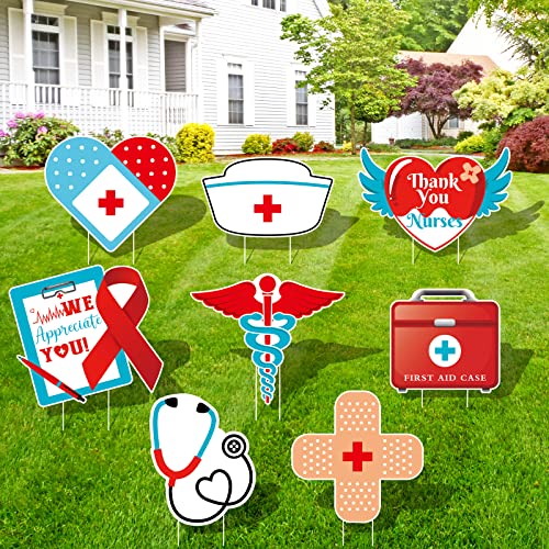 Arosche Nurse Appreciation Week Decorations Yard Signs 8 Pcs with Stakes