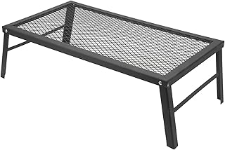 Grelha dobrável para fogueira, resistente e portátil, grelha de ferro, à prova d'água, acampamento ao ar livre, fogo, cremalheira para churrasco, piquenique, caminhadas, fogo, cozinhar