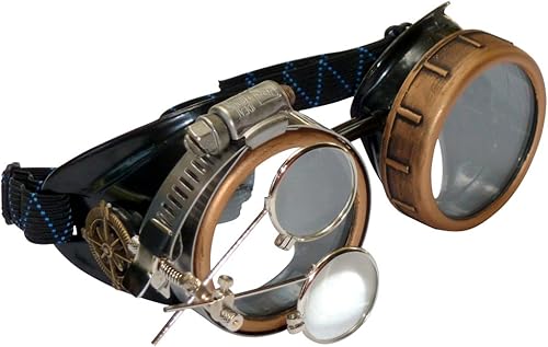 Steampunk - Gafas de estilo victoriano con diseño de brújula y lupa ocular gafas de rave