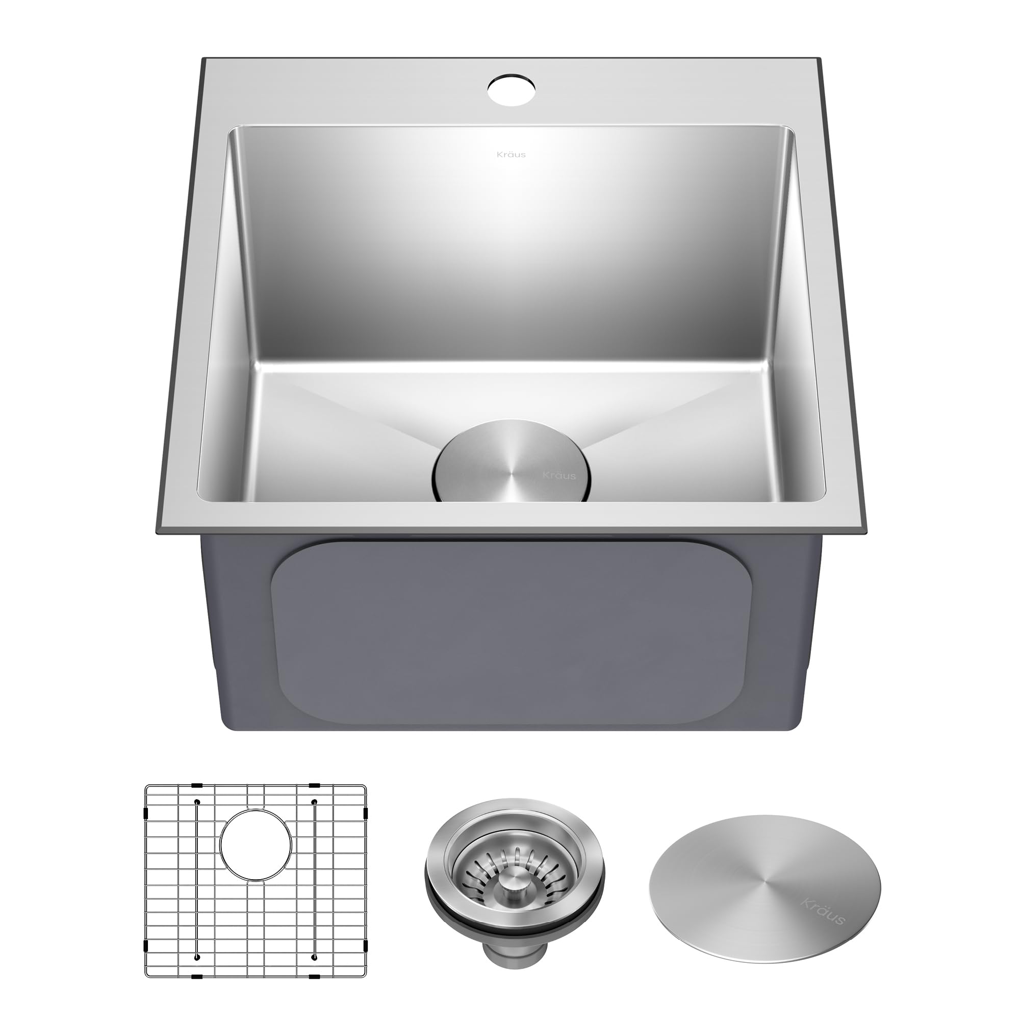 Standart PRO 18-inch Drop In/Top Mount 16 Gauge Single Bowl Bar Stainless Steel Kitchen Sink, KHT301-18