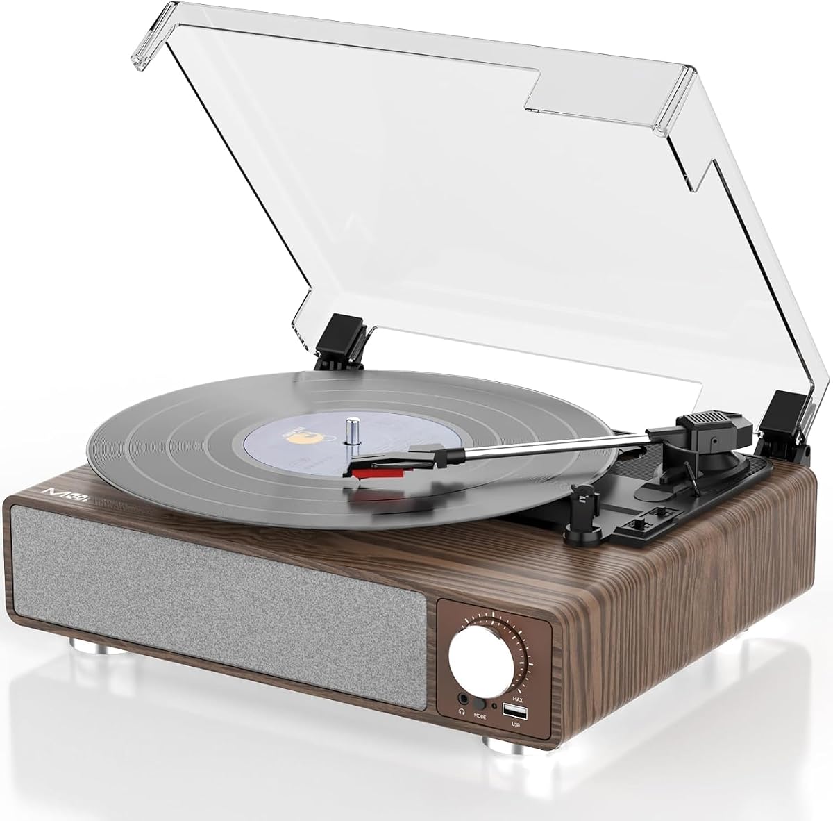 MONODEAL Vinyl Record Player with Speakers, 3-Speed Turntable