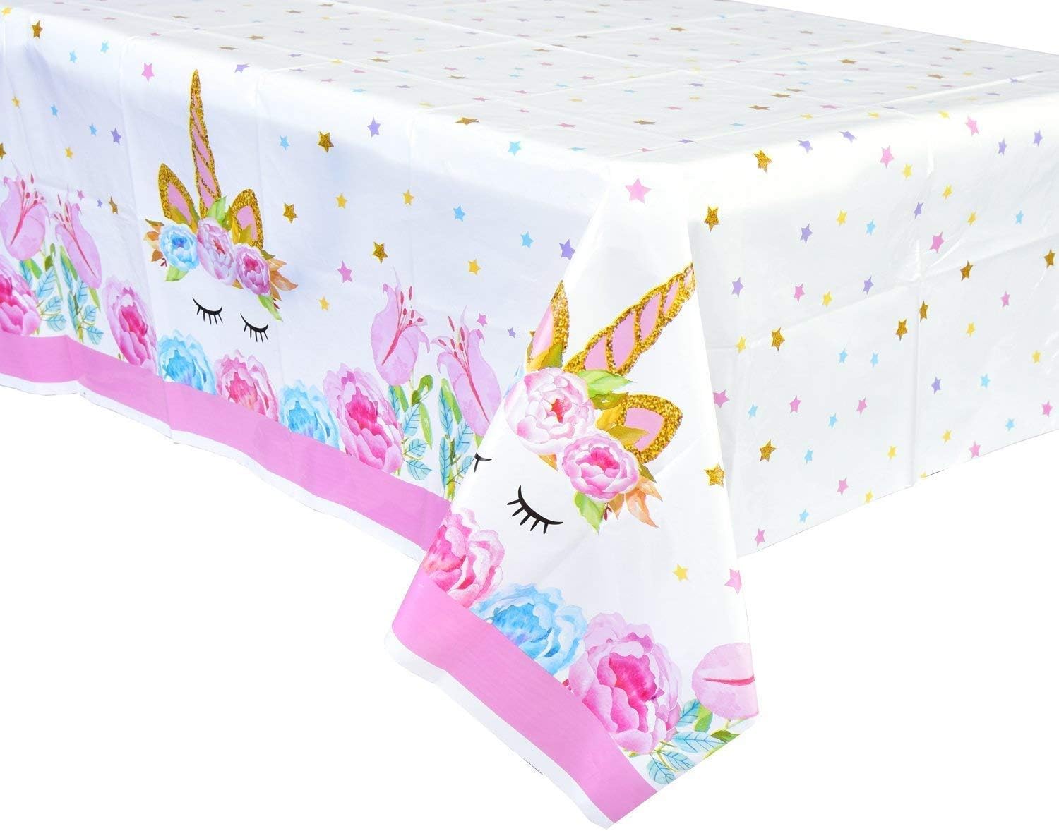 FZR Legend [Upgraded] Unicorn Birthday Party Supplies - 2 Pack Unicorn Plastic Tablecloth | 52 x 90 inches,Disposable Table Cover | Magical Unicorn Themed Party Decorations for Girls and Baby Shower
