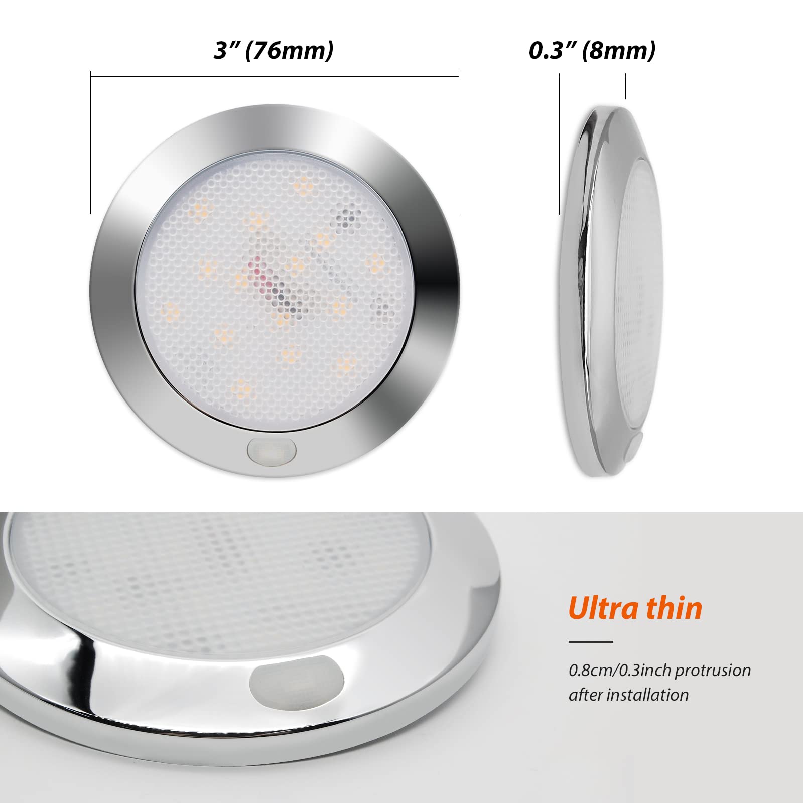 12 V Led Lights For Rv LeisureLED RV Interior Ceiling Light - Double Dome LED Fixture, 12V, 2-Pack For Camper & Boat Rv Interior Light Covers - Foto 5