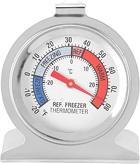 Freezer Thermometer, Stainless Steel Large Dial Refrigerator Mechanical Physical Induction No Battery Temperature Gauge Tool