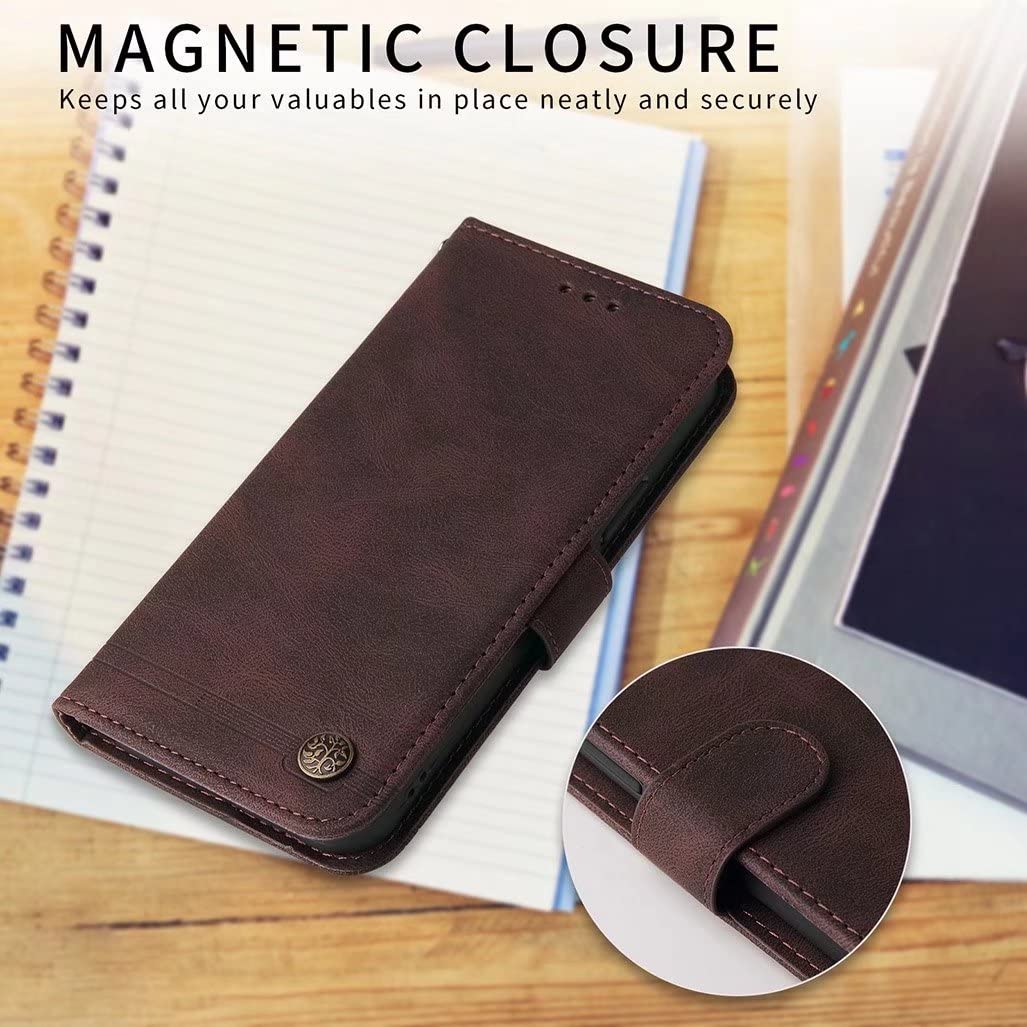 SEAHAI Leather Wallet Case For Motorola Moto G55 5G – Stand Cover With Card Slots, Red