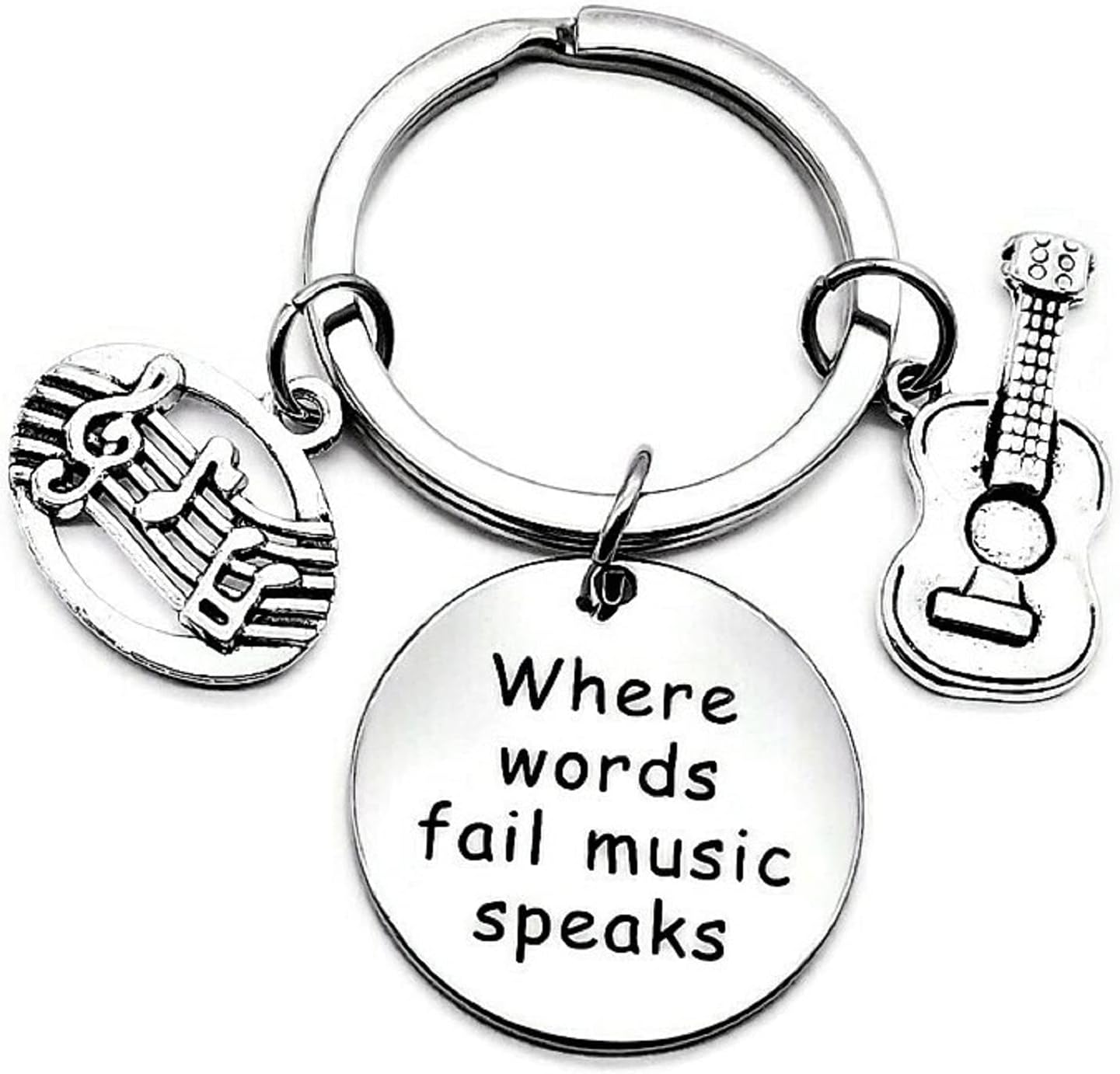 Guitar Keychain Electric Guitar Keychain Music Keychain Music Note Musical Instrument Keyring Music Teacher Gift Music Lover
