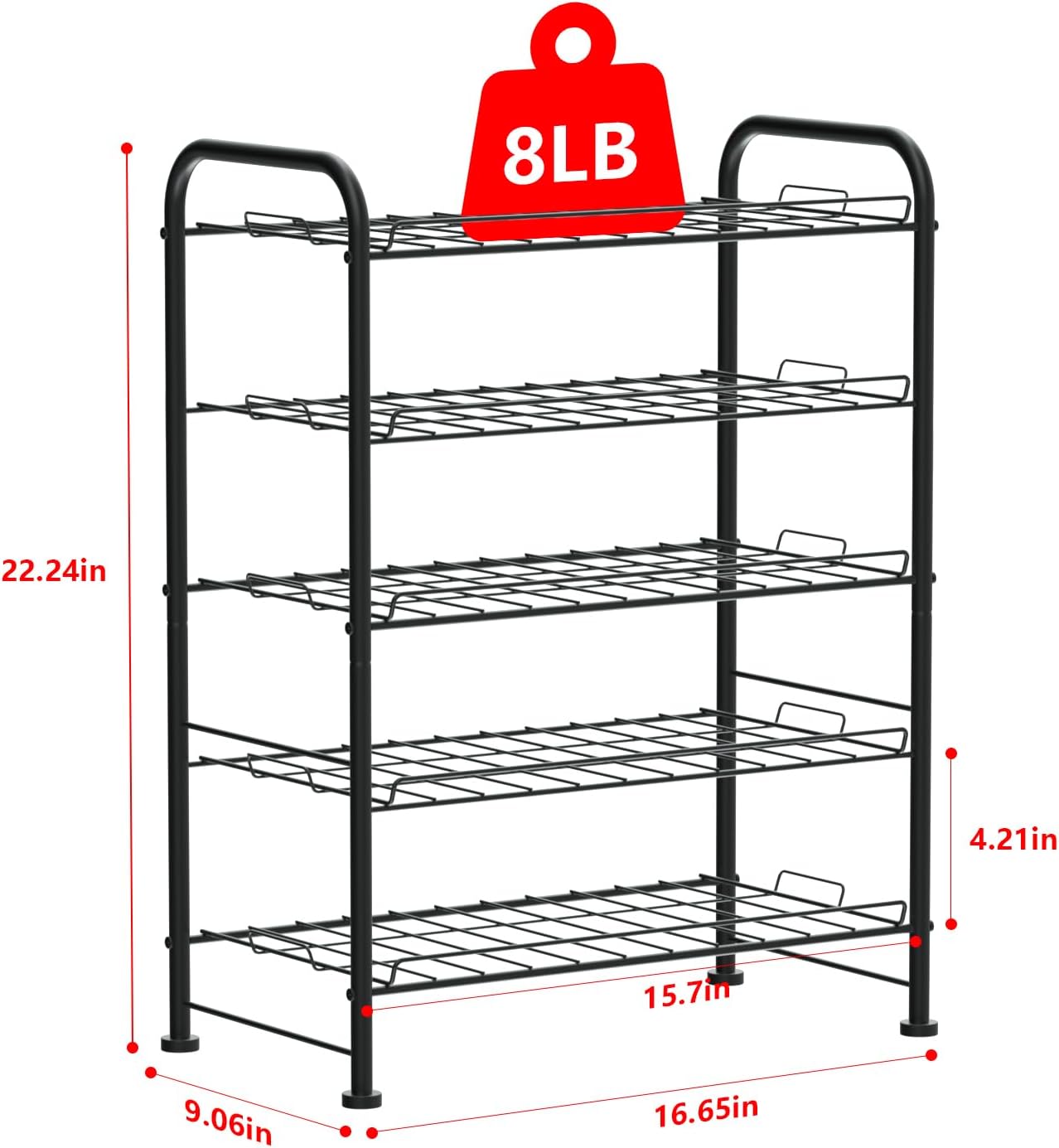 OYEAL Water Bottle Storage Rack 5 Tier Bottled Water Holder Organizer Freestanding Floor Beverage Soda Drink Stand Shelf for Kitchen Pantry Can Storage, Hold 30 Bottles, Black - Image 2