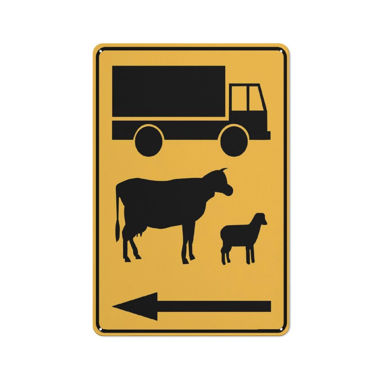 Cattle Trucks Symbol (Arrow Left) Sign 12 X 8 Inch Metal Sign, Rustproof Aluminum, Multicolor