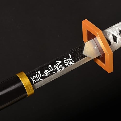 Miniatura 3 de Sword fort - Katana de acero al carbono de metal real, espada Katana de RengokuTanjiroInosuke de anime Demon Slayer, alrededor de 41 pulgadas,