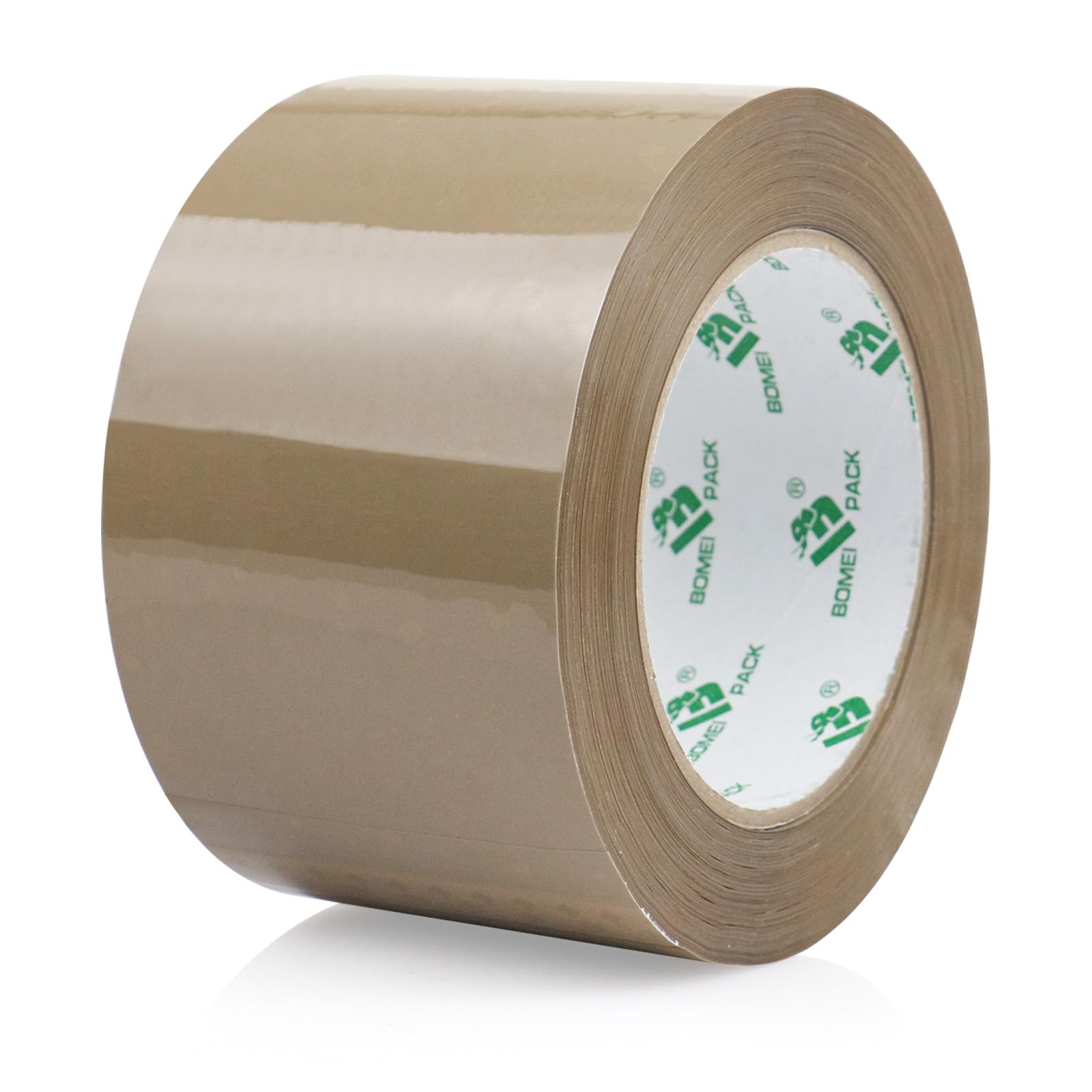 BOMEI PACK Nastro da imballaggio marrone da 7,6 cm, 6 rotoli di nastro largo per imballaggio, per traslochi, spedizioni e stoccaggio, 2,4 mm x 100 m